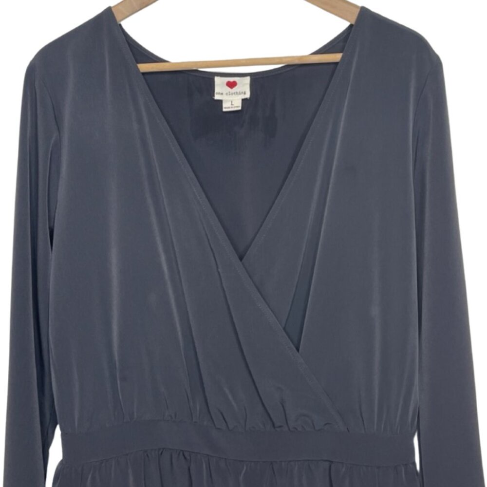 ONE CLOTHING | Women's Charcoal Grey Long Sleeve Zipper Detail Romper | Size L - Picture 2 of 12